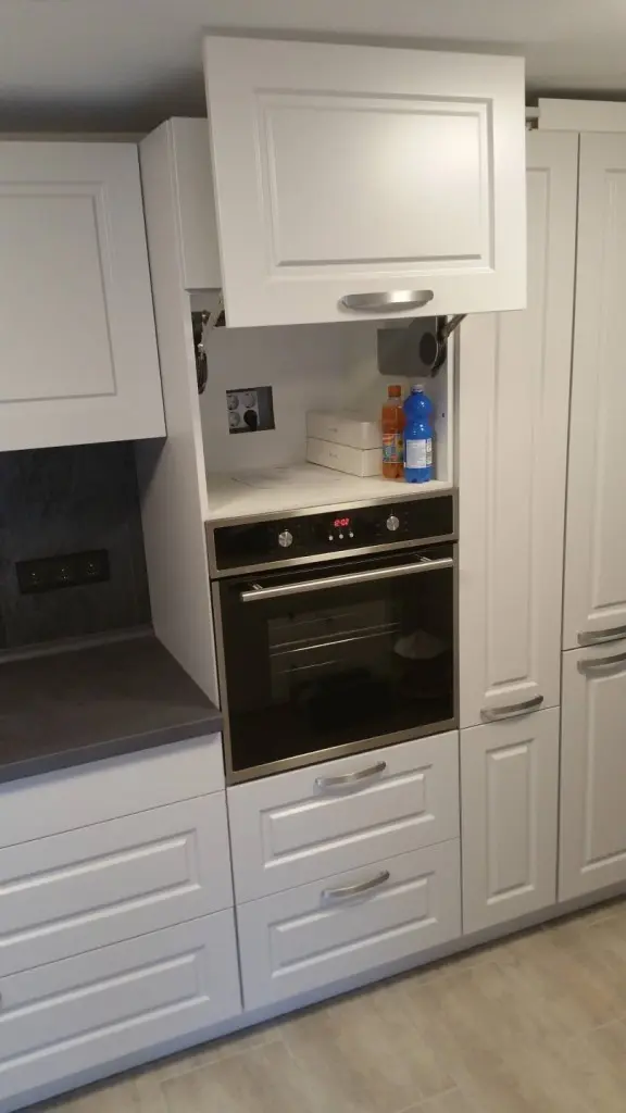 add-on kitchen 'MH Koje 1' moonlightgrey satin finish, countertop concrete anthracite